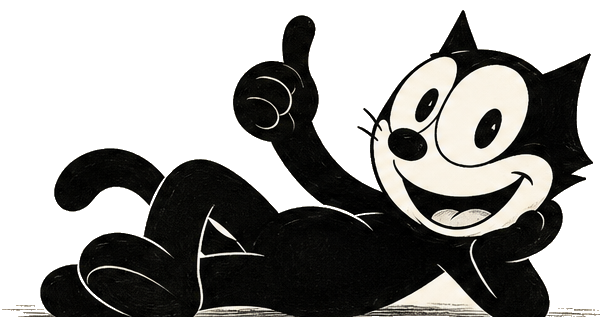 Felix the practice-management mascot, reclining
